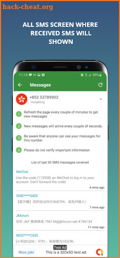 Receive SMS Online - Free screenshot