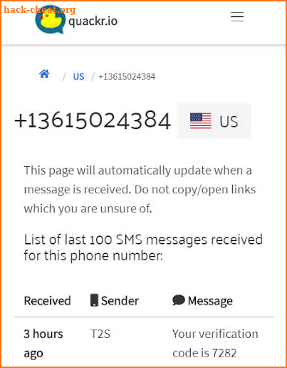 Receive SMS Online | quackr screenshot