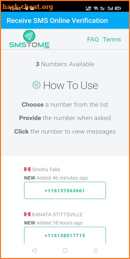 Receive SMS Online Verification screenshot