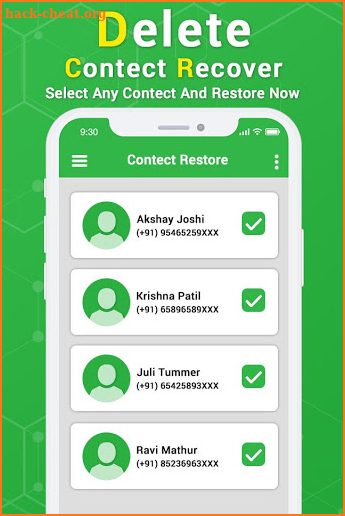 Recover deleted contacts screenshot