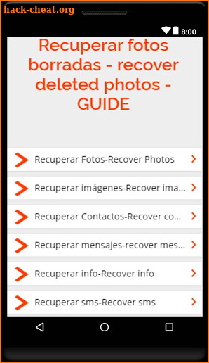 Recover deleted photos Guide screenshot