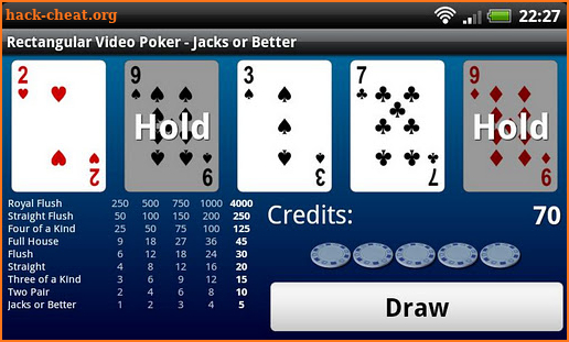 Rectangular Video Poker screenshot