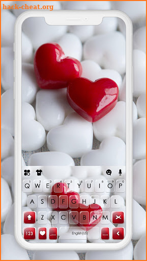 Red 3D Hearts Keyboard Background screenshot