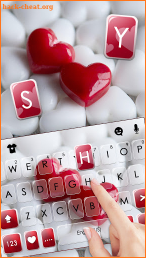 Red 3D Hearts Keyboard Background screenshot