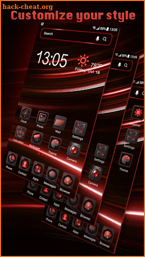 Red aurora launcher theme screenshot