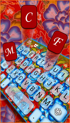 Red Blue Flowers Keyboard Background screenshot