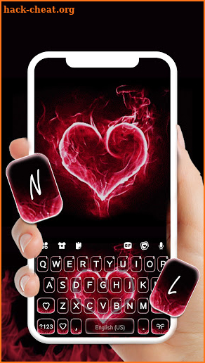 Red Burning Heart Keyboard Background screenshot