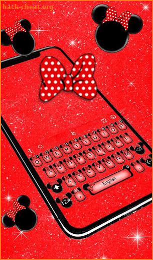 Red Cute Bowknot Glitter Minny Keyboard Theme screenshot