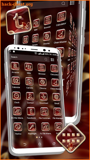 Red Floral Launcher Theme screenshot
