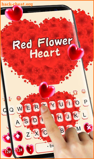 Red Flower Heart Keyboard Theme screenshot