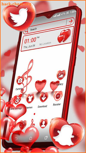 Red Glass Heart Launcher Theme screenshot