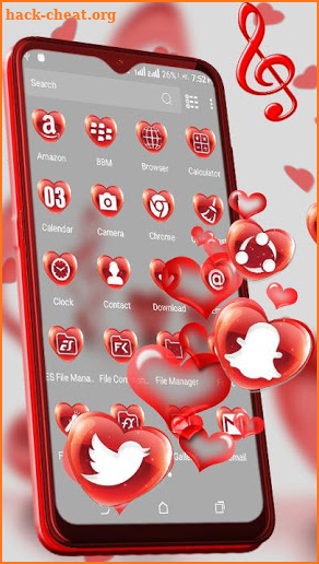 Red Glass Heart Launcher Theme screenshot