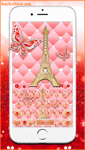 Red Glitter Paris Keyboard Theme screenshot