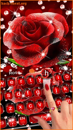 Red Glitter Rose Keyboard Theme screenshot