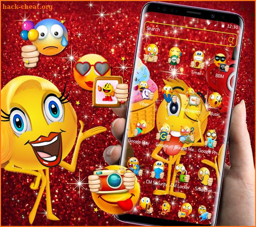 Red Glitter Struck Emoji Theme screenshot