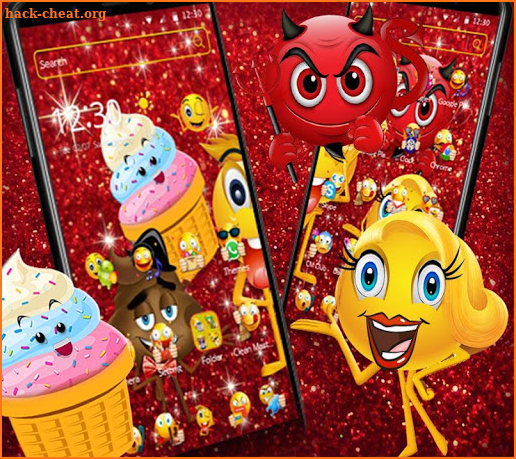 Red Glitter Struck Emoji Theme screenshot