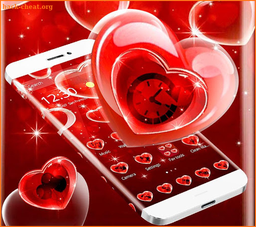 Red Heart Love Glitter Theme screenshot