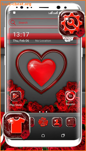 Red Heart Valentine Launcher Theme screenshot