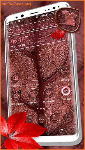 Red Leaf Texture Launcher Theme screenshot