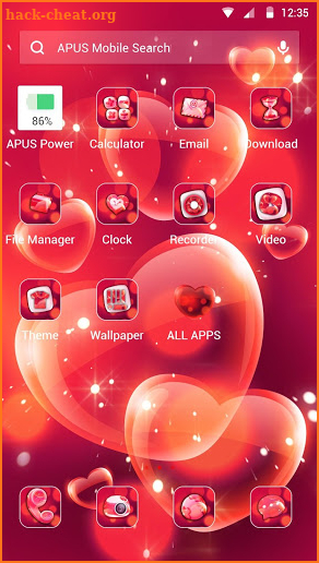 Red Love Heart APUS Launcher theme screenshot