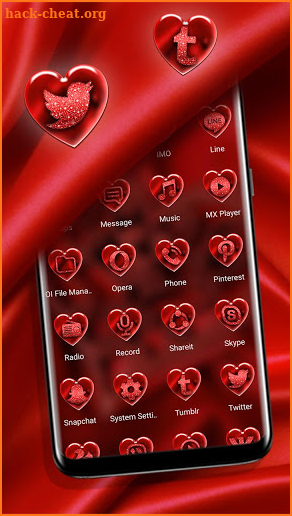 Red Love Heart Launcher Theme screenshot