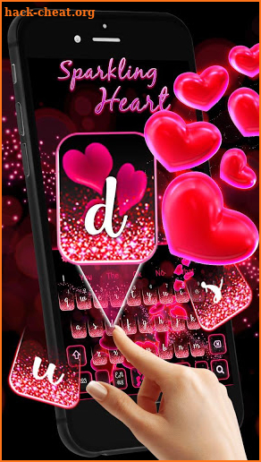 Red Love Heart Sparkling Keyboard Theme screenshot