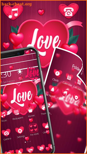 Red Love Heart Theme screenshot