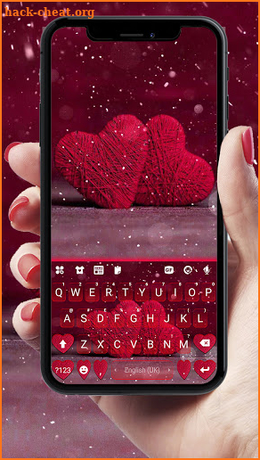 Red Love Hearts Keyboard Background screenshot