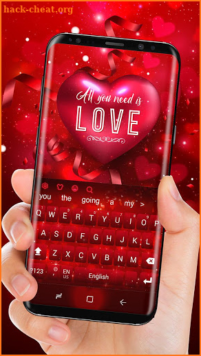 Red Love Hearts Rose Keyboard Theme screenshot