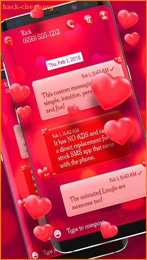 Red love SMS screenshot
