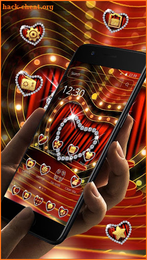 Red Metal Glitter Diamond Theme screenshot