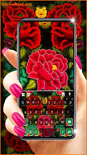 Red Mexican Flowers Keyboard Background screenshot