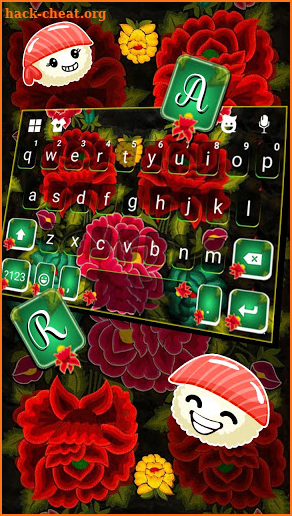 Red Mexican Flowers Keyboard Background screenshot