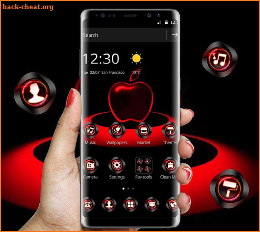 Red Neon Apple Dark Theme screenshot