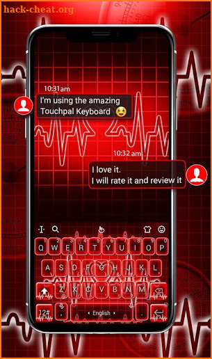Red Neon Heart Keyboard Theme screenshot
