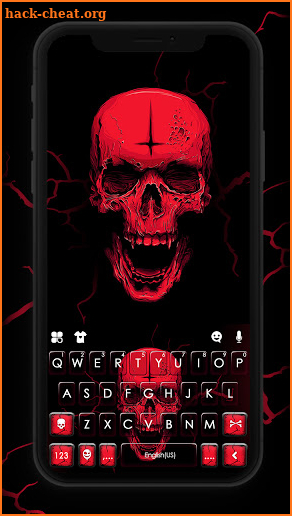 Red Neon Skull Keyboard Background screenshot