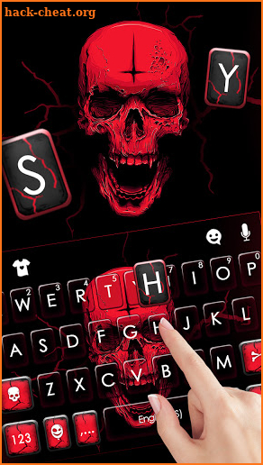 Red Neon Skull Keyboard Background screenshot