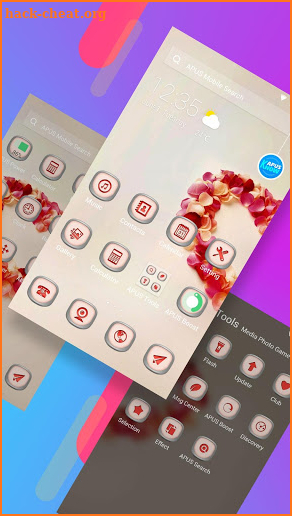 Red romantic love flower -APUS Launcher theme screenshot