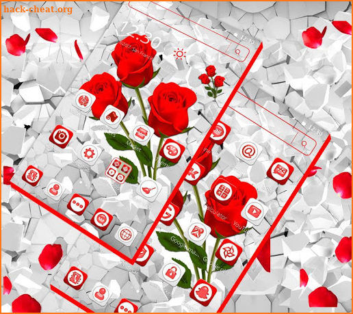 Red Rose Flower Cluster Theme screenshot