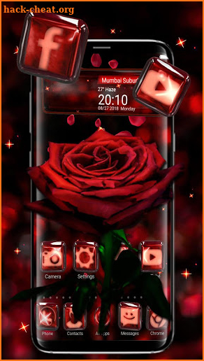 Red rose Glass Theme screenshot