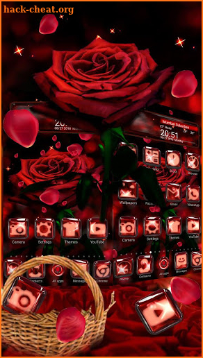 Red rose Glass Theme screenshot