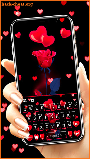 Red Rose Hearts Keyboard Background screenshot
