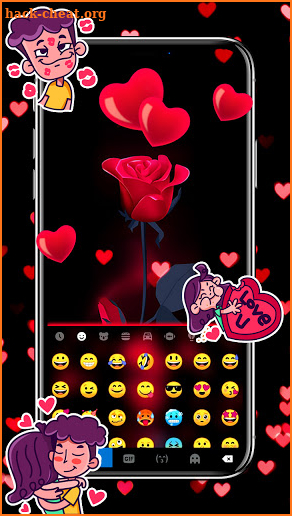 Red Rose Hearts Keyboard Background screenshot