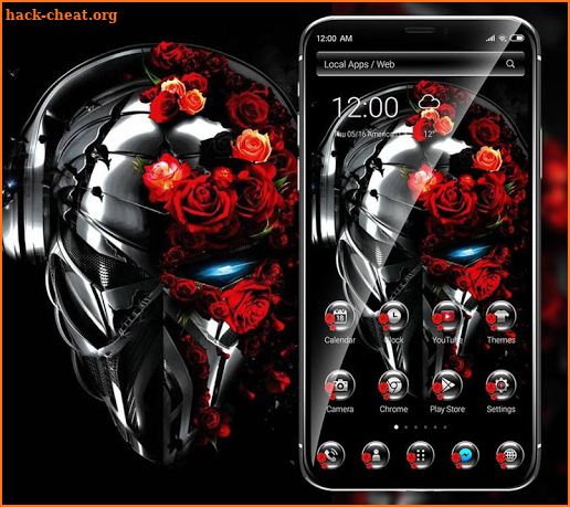 Red Rose Metal Skull Launcher Theme screenshot