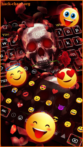 Red Rose Skull Keyboard Theme screenshot