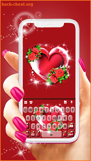 Red Roses Heart Keyboard Background screenshot