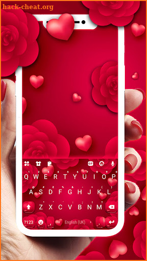 Red Roses Hearts Keyboard Background screenshot