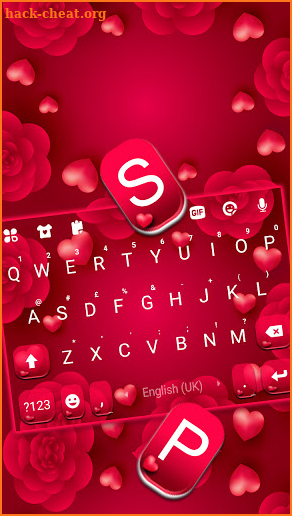Red Roses Hearts Keyboard Background screenshot
