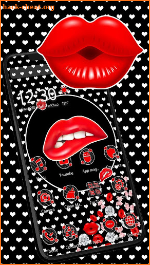 Red Sexy Lips Gravity Theme screenshot