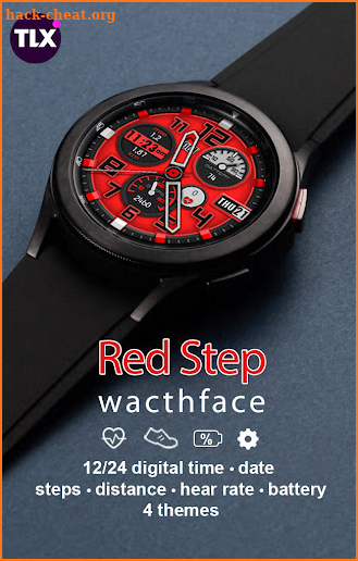 Red Step Watch Face screenshot
